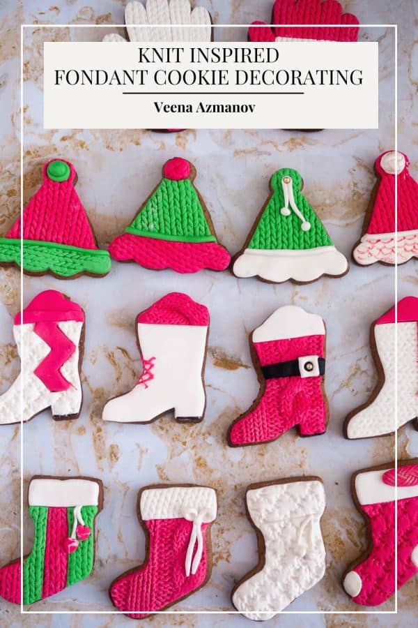 Pinterest image for fondant decorated cookies.