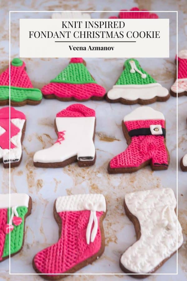 Pinterest image for fondant decorated cookies.
