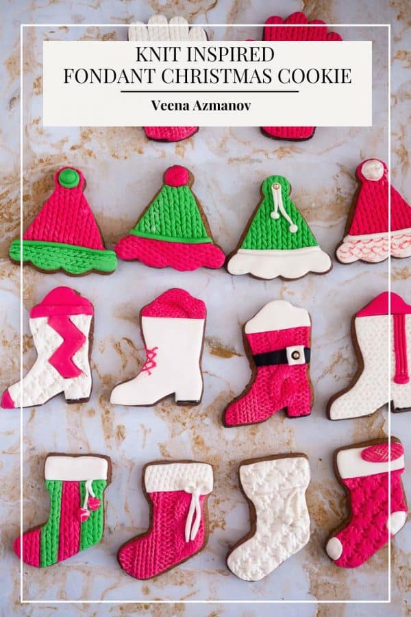 Pinterest image for fondant decorated cookies.