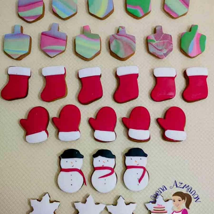 Decorated sugar cookies on a table