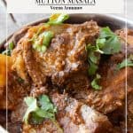 Pinterest image for lamb masala or mutton masala.