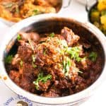 A bowl of lamb masala.