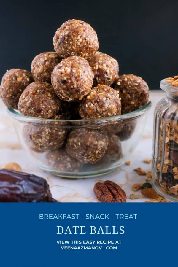 Pinterest image for energy balls made with 2 ingredients.