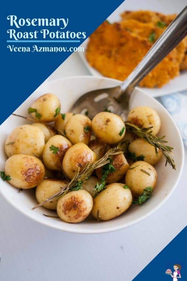 Pinterest image for potatoes roasted with rosemary