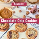 Pinterest image for thin crispy chocolate chip cookies.
