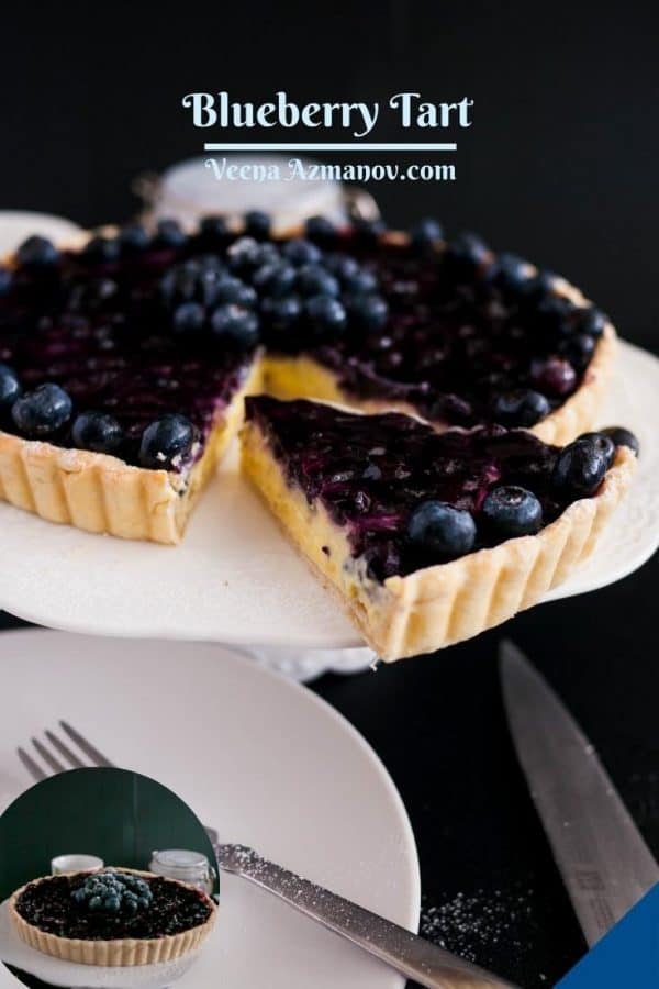 Pinterest image for blueberry tart.