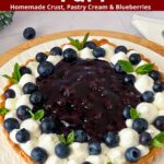 Pinterest image for Blueberry Tart with Pastry Cream Custard.
