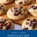 Pinterest image for cranberry chocolate chip cookies.