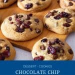 Pinterest image for cranberry chocolate chip cookies.