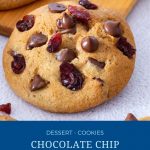 Pinterest image for chocolate chip cranberry cookies.