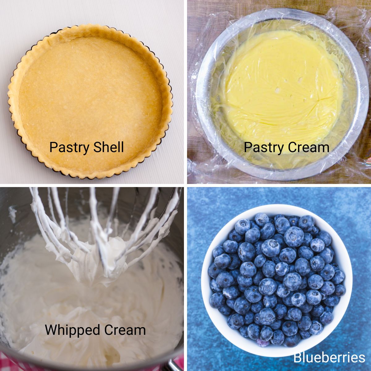 Ingredients for making blueberry tart.