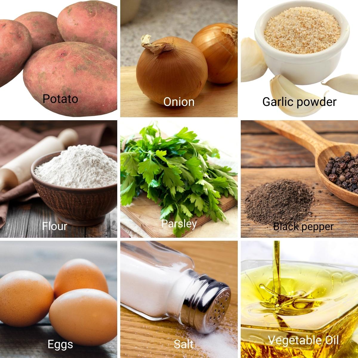 Ingredients for potato latkes.