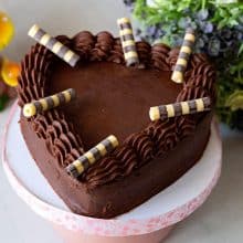 Heart chocolate cake for two.