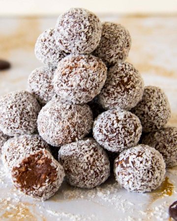 A stack of coconut truffles