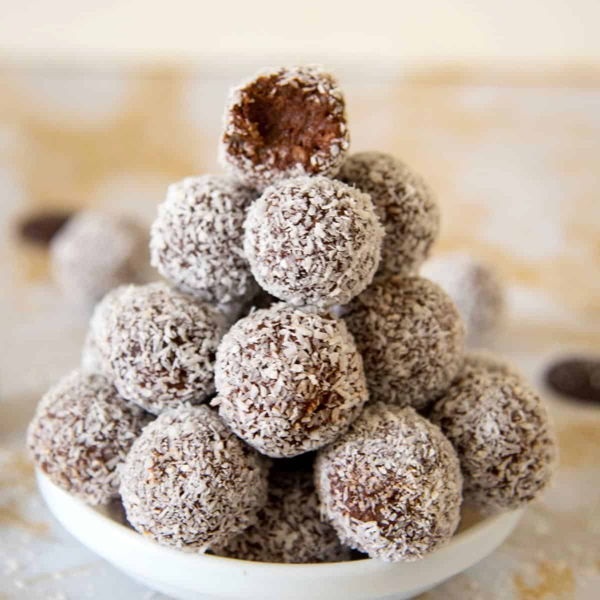 A stack of coconut truffles