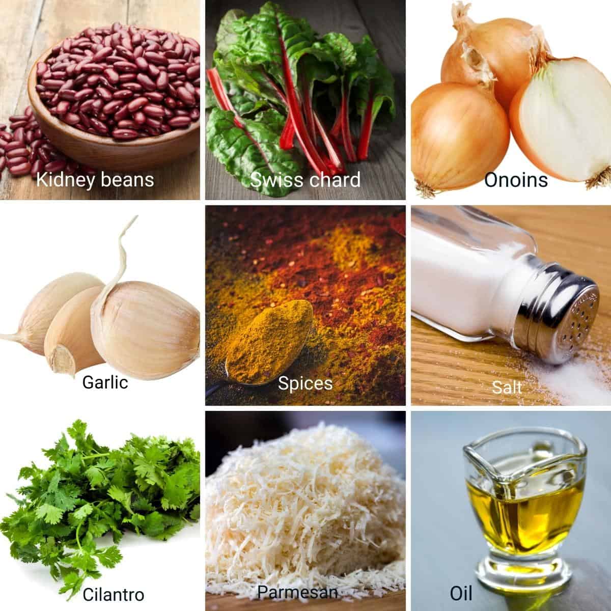 Ingredients for making vegan kidney beans patties.