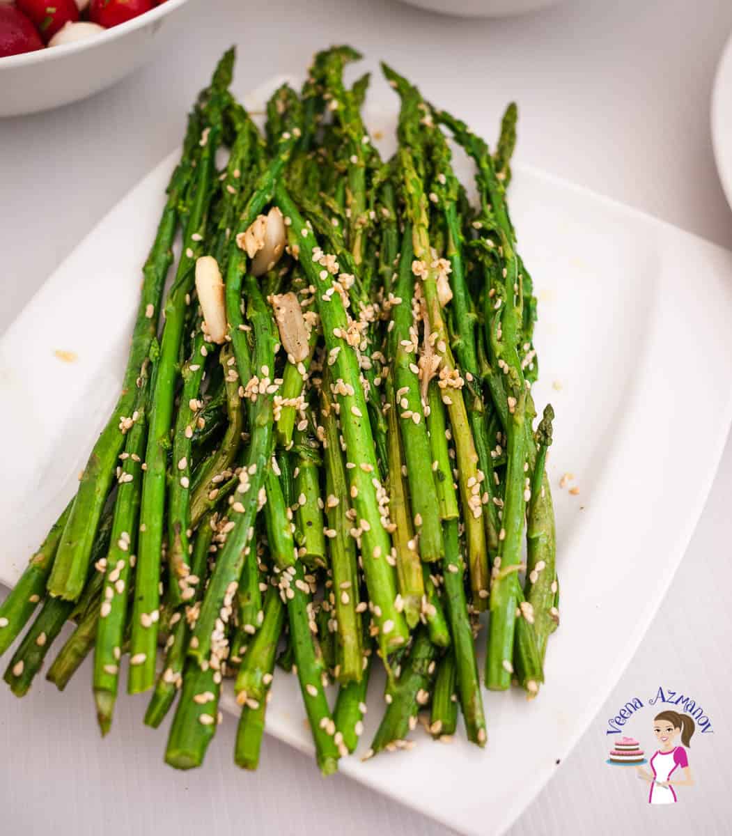 Garlic Sautéed Asparagus with Sesame Seeds Veena Azmanov