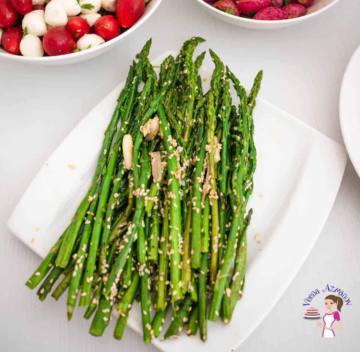 Garlic Sautéed Asparagus with Sesame Seeds Veena Azmanov