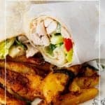 Pinterest image for sheet pan chicken with shawarma spice.