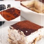 Pinterest image for low calorie tiramisu recipe.