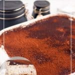 Pinterest image for low calorie tiramisu recipe.