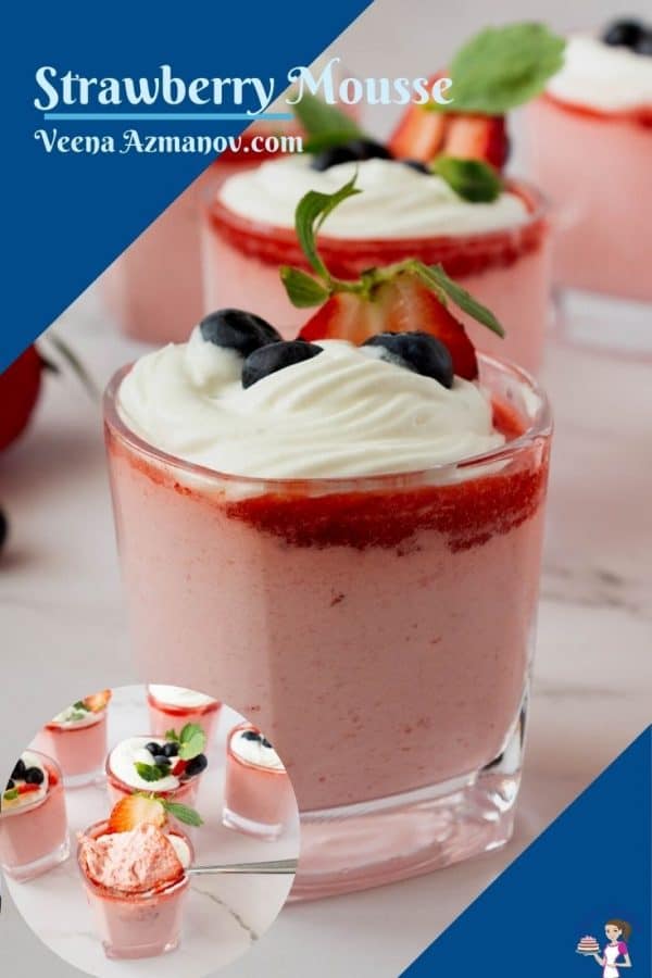 Pinterest image with strawberry mousse