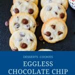 Pinterest image for eggless chocolate chip cookies.