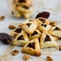 Hamantaschen purim cookies on a table