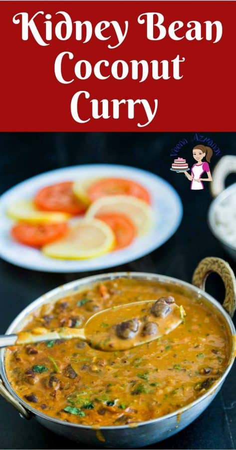 This kidney bean coconut curry or rajma chawal is healthy nutritious comfort food in a bowl. Spiced with delicate Indian spices and creamy coconut cream. This simple, easy and effortless recipe can be made with canned or precooked kidney beans and can be prepared in less than 15 minutes. Serve it over steamed rice or with some crusty fresh baguette