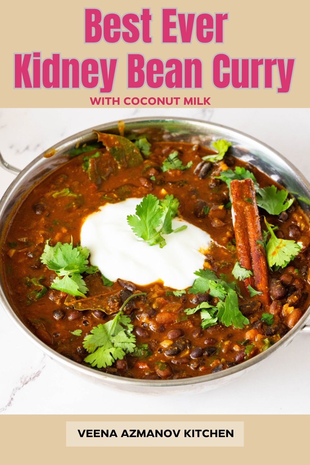 Pinterest image for kidney Beans Coconut Curry.