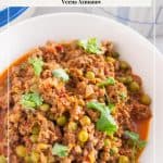 Pinterest image for making curry with minced beef.