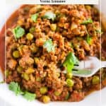 Pinterest image for making curry with minced beef.