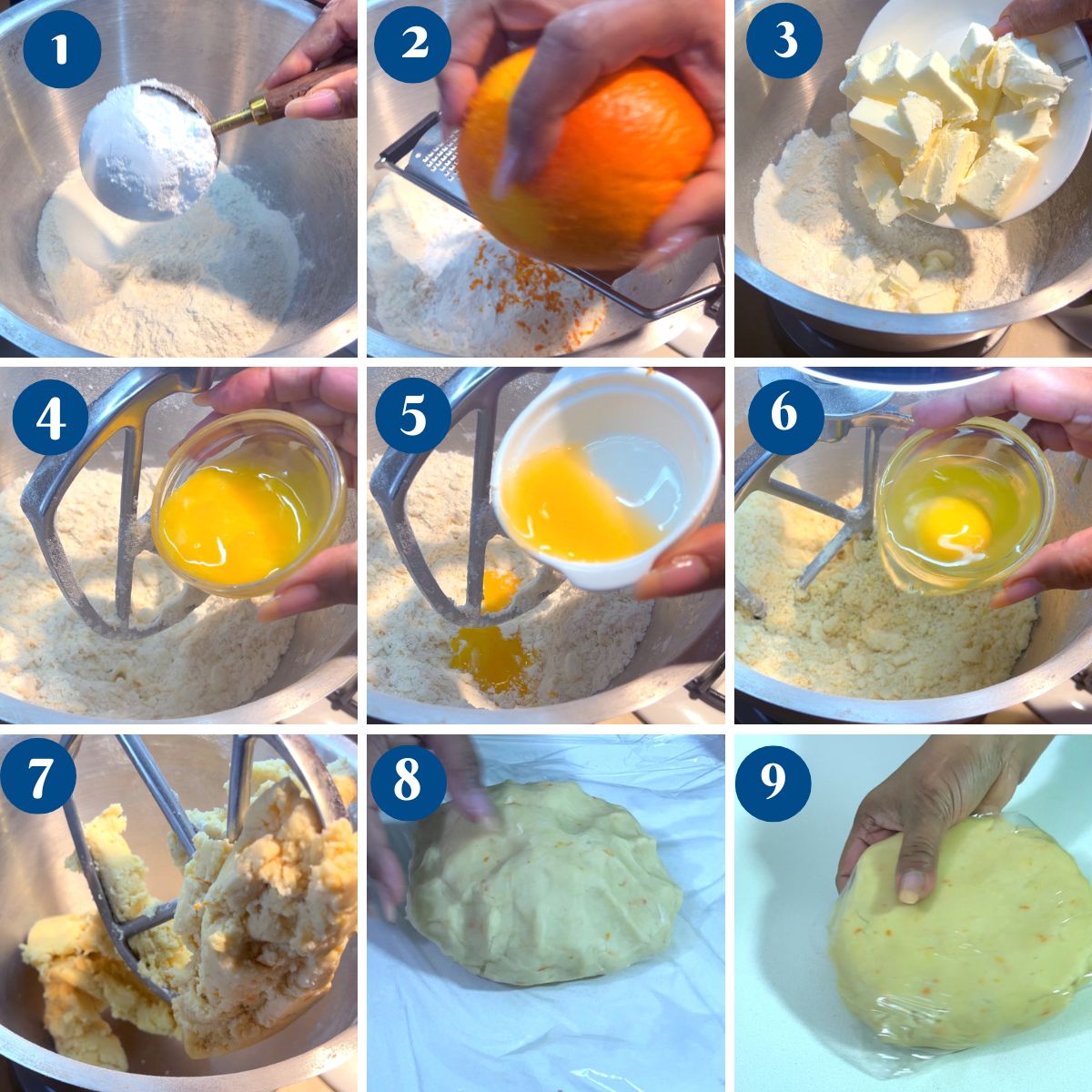 Progress pictures making Hamantaschen Purim Cookies.