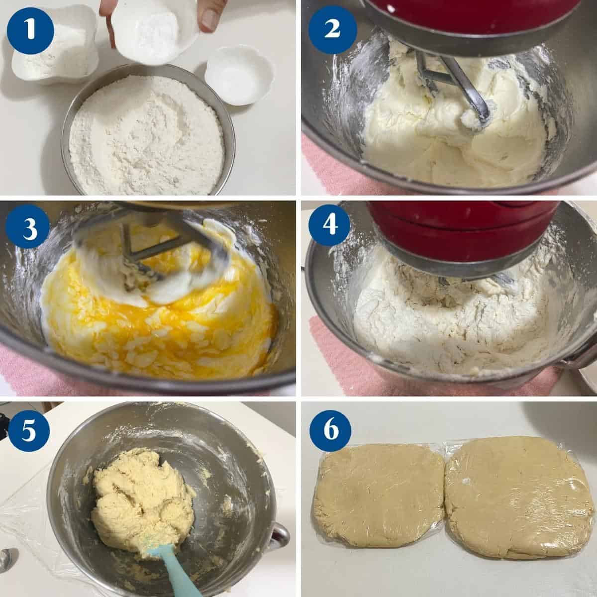 Progress pictures making purim cookies dough.
