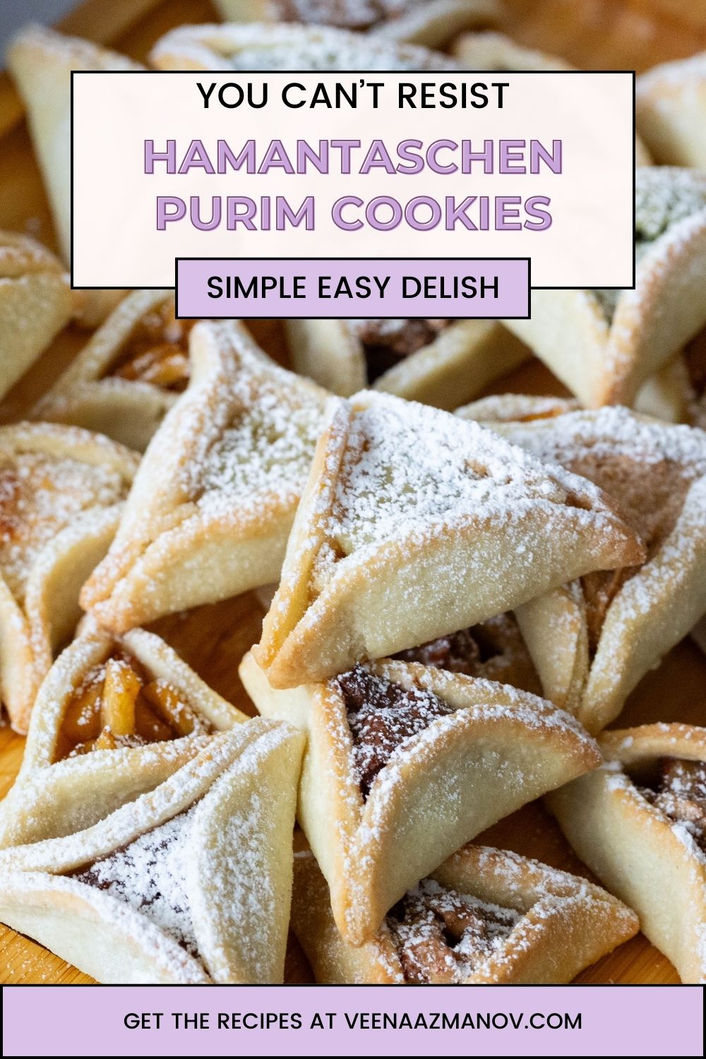 Pinterest image for Jewish Cookies Hamantaschen Purim Oznei Haman.