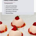 Pinterest image for strawberry dome entremets.