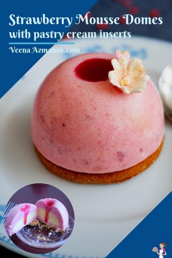 Pinterest image for strawberry mousse domes
