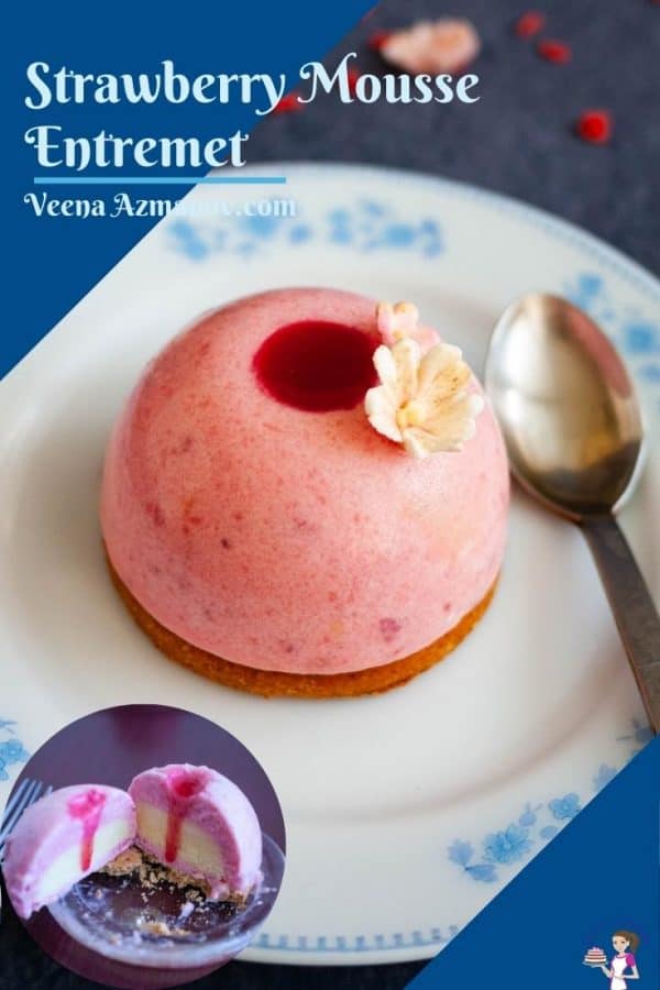 Pinterest image for strawberry mousse entremets