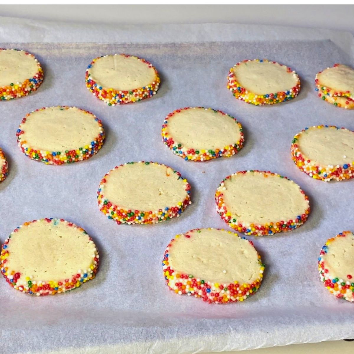 Baked sprinkle slice and bake cookies on the table.