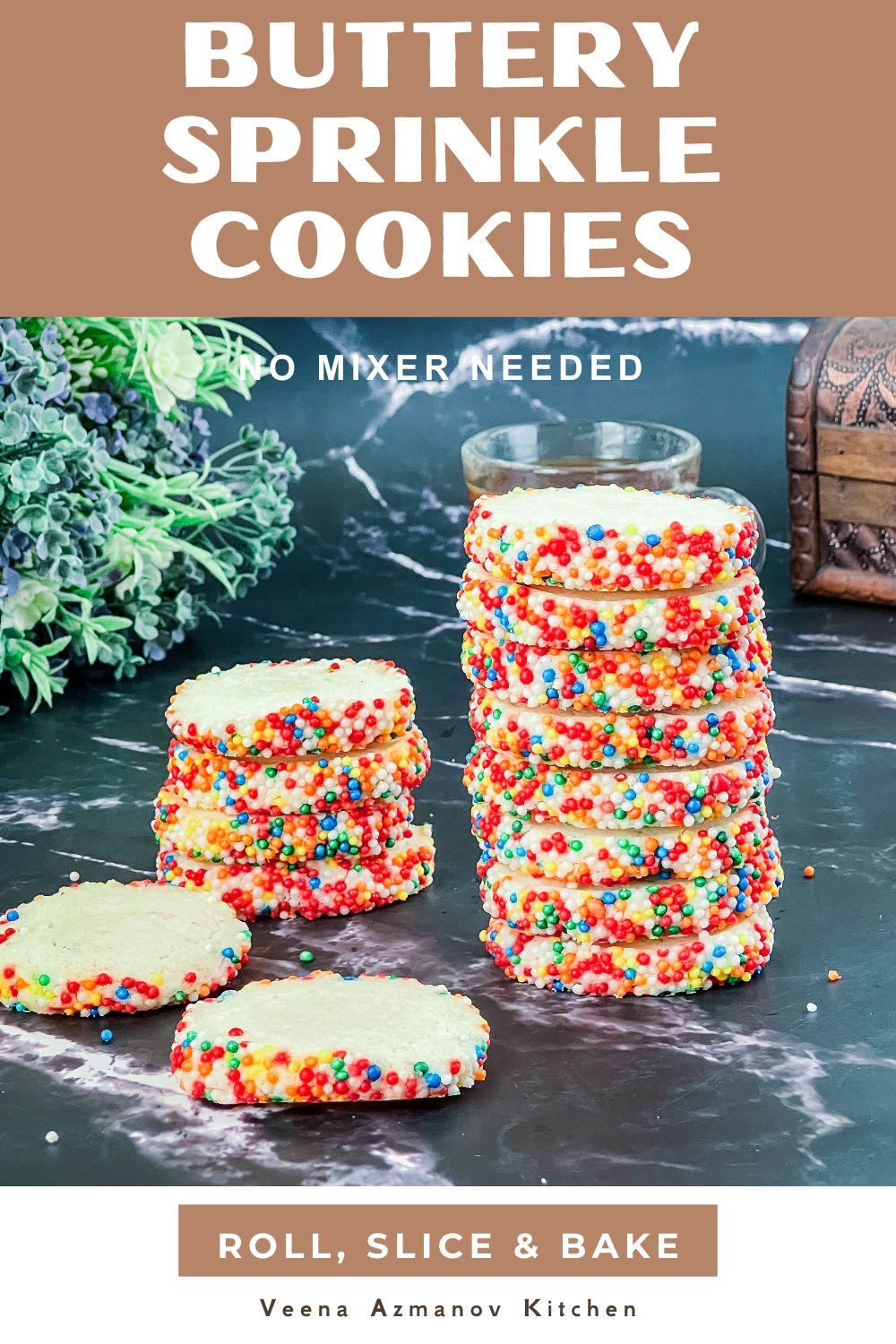 Pinterest image for sprinkle-slice-and-bake sugar cookies.