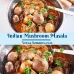 Pinterest image - Indian mushrooms masala.