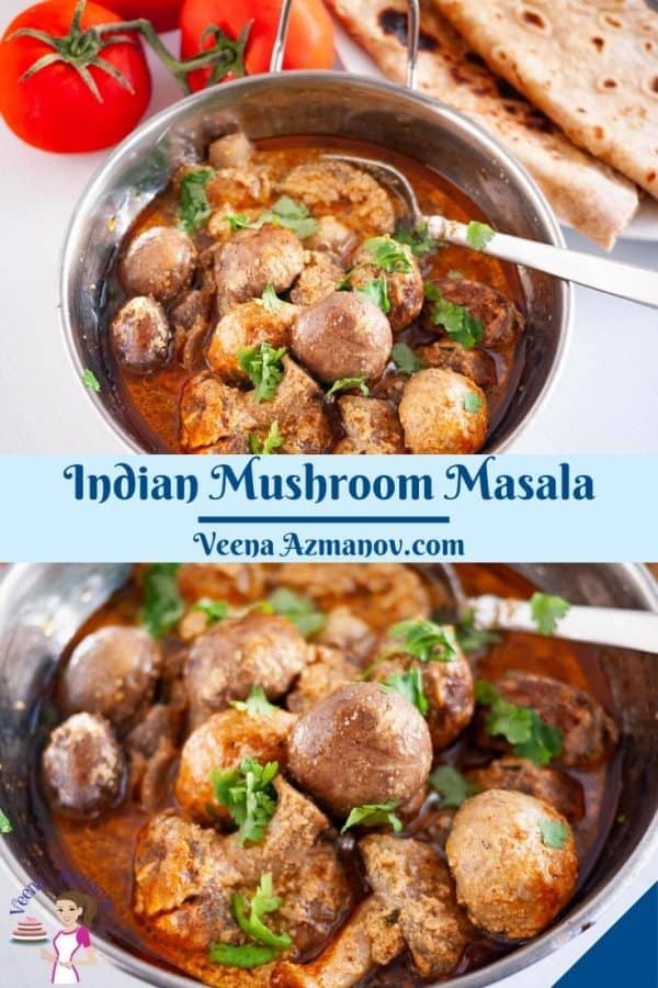 Pinterest image - Indian mushrooms masala.