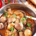 Pinterest Image for Indian Mushrooms Curry.
