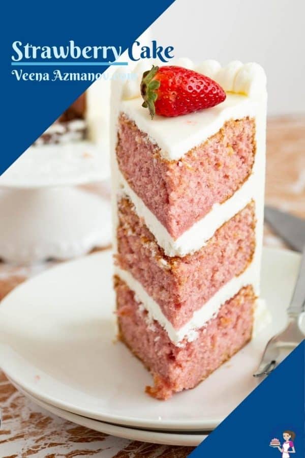 Strawberry cake image for Pinterest