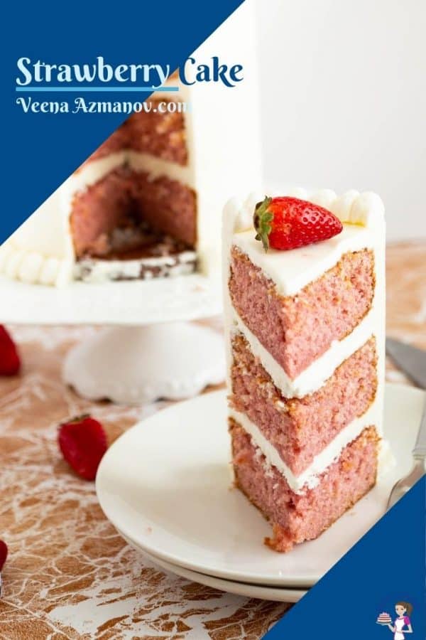 Pinterest image for strawberry cake