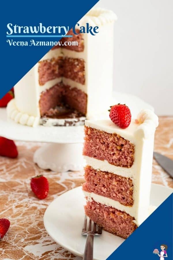 Pinterest image for strawberry cake