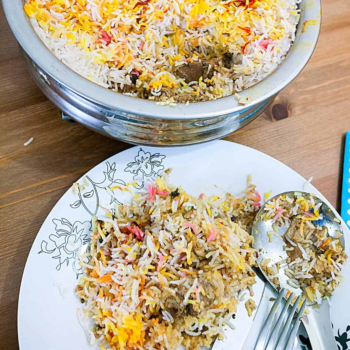 A plate with biryani.