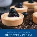 Pinterest image for tartlets with cream cheese and filling.