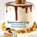 Pinterest image for butterscotch cake.