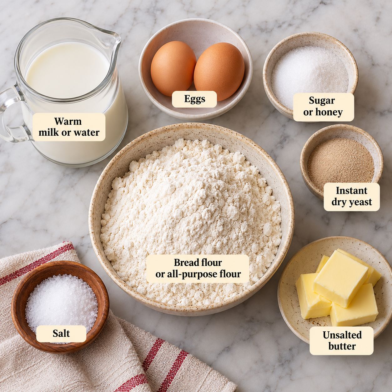 Ingredients for Pullman Sandwich Bread.